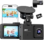 WANLIPO Cam avant et arrière Dash,4K Camion Dash double canal pour voiture,5G WiFi,2" IPS,Gratuit 64GB Carte,4K+1080P Caméra de Dash, contrôle d'application, enregistrement de boucle, G-sensor,WDR,Vision nocturne, 24H Moniteur de stationnement