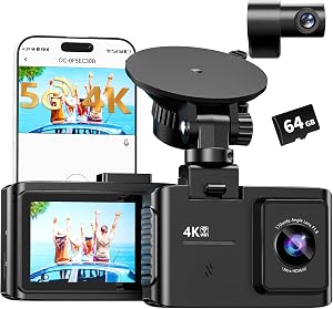 WANLIPO Dash Cam Front and Rear,4K Dual Channel Dash Cam for Car,5G WiFi,2" IPS,Free 64GB Card,4K+1080P Dash Camera,App Control,Loop Recording,G-Sensor,WDR,Night Vision, 24H Parking Monitor