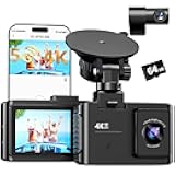 Dash Cam Front and Rear: 4K Dual Channel Dash Cam - 5GHz WiFi, Dash Camera for Cars with 64GB Card, 2