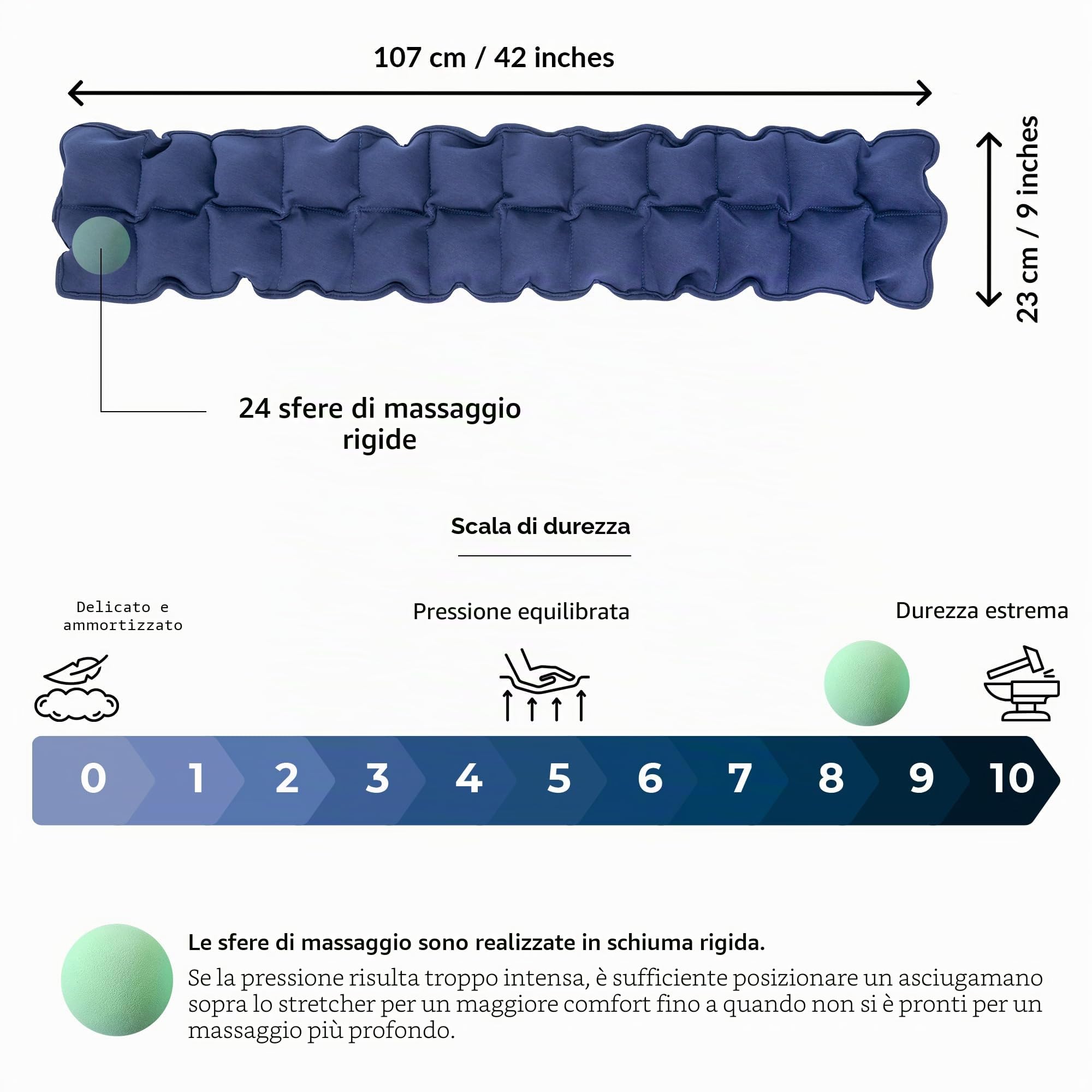 Correttore della Colonna Vertebrale per Decompressione Dorsale | Cuscino di Stretching con 24 Punti Massaggianti | Spine Corrector | Supporto per Schiena e Collo | Cuscino Agopressione