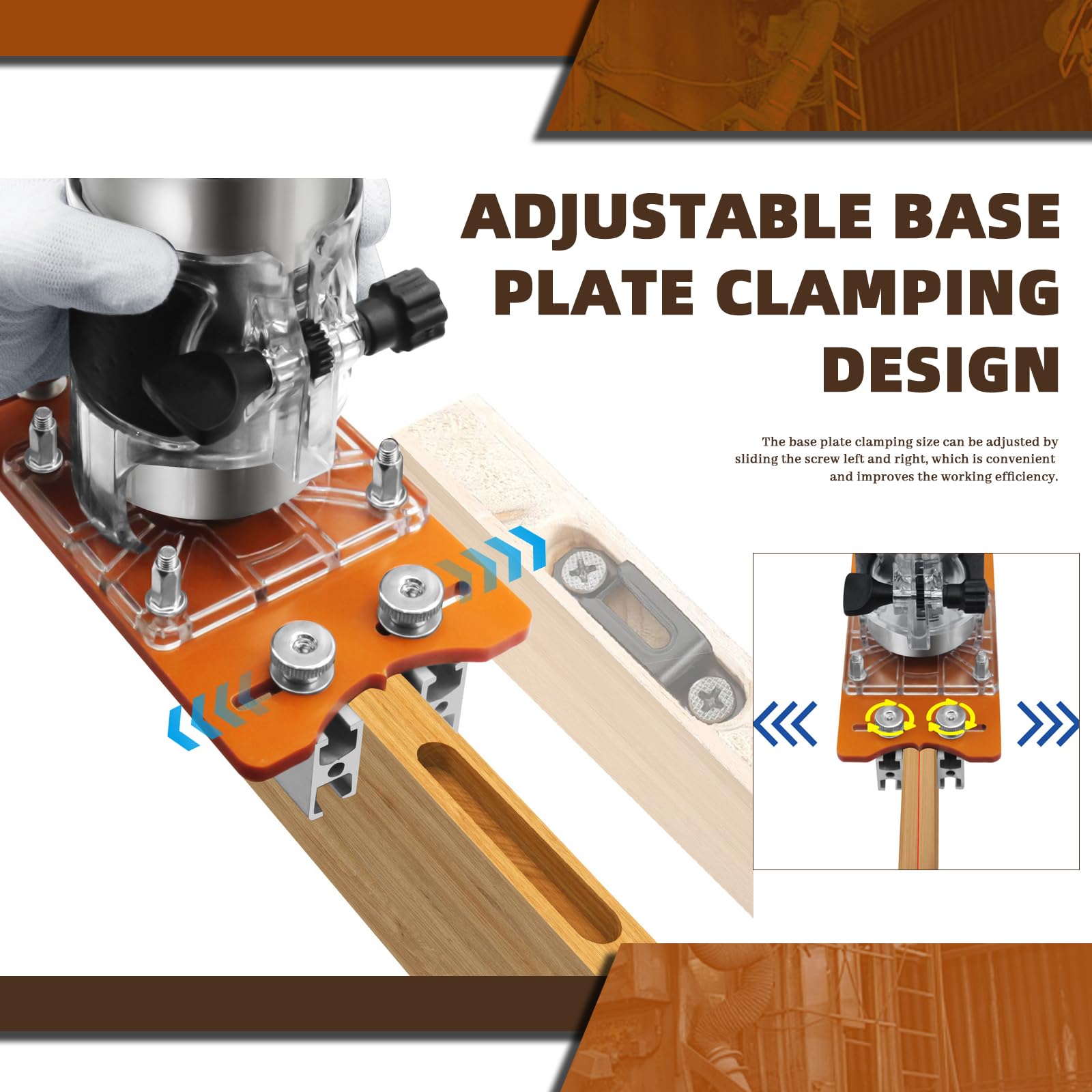 Holzfräser Werkzeug Schlitzhalterung Set HolzfräSer Basis Locator Set 2 in 1 Schlitz basis und Befestigungs Halterung für 64/65 mm Trimmer Mit Skala FräSe Grundplatte, EinhandfräSe Grundplatte