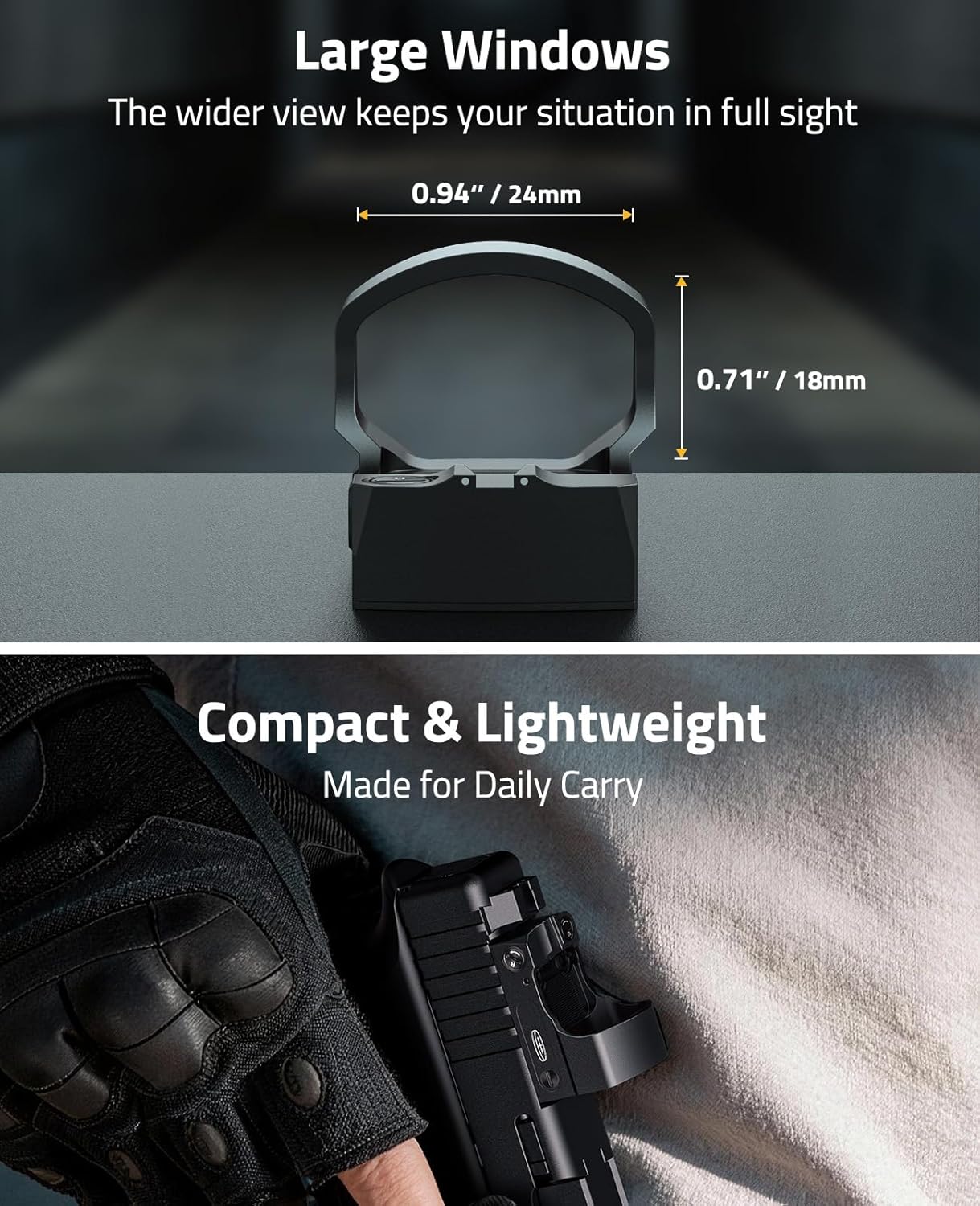 CVLIFE BearMight Auto-Brightness Red/Green Dot Sight for RMS RMSc, 3 MOA Dot Motion Awake Reflex Sight Optic Scope for Compact Pistol, 5000G Shockproof & Waterproof, Adapter for MOS/RMR/Picatinny