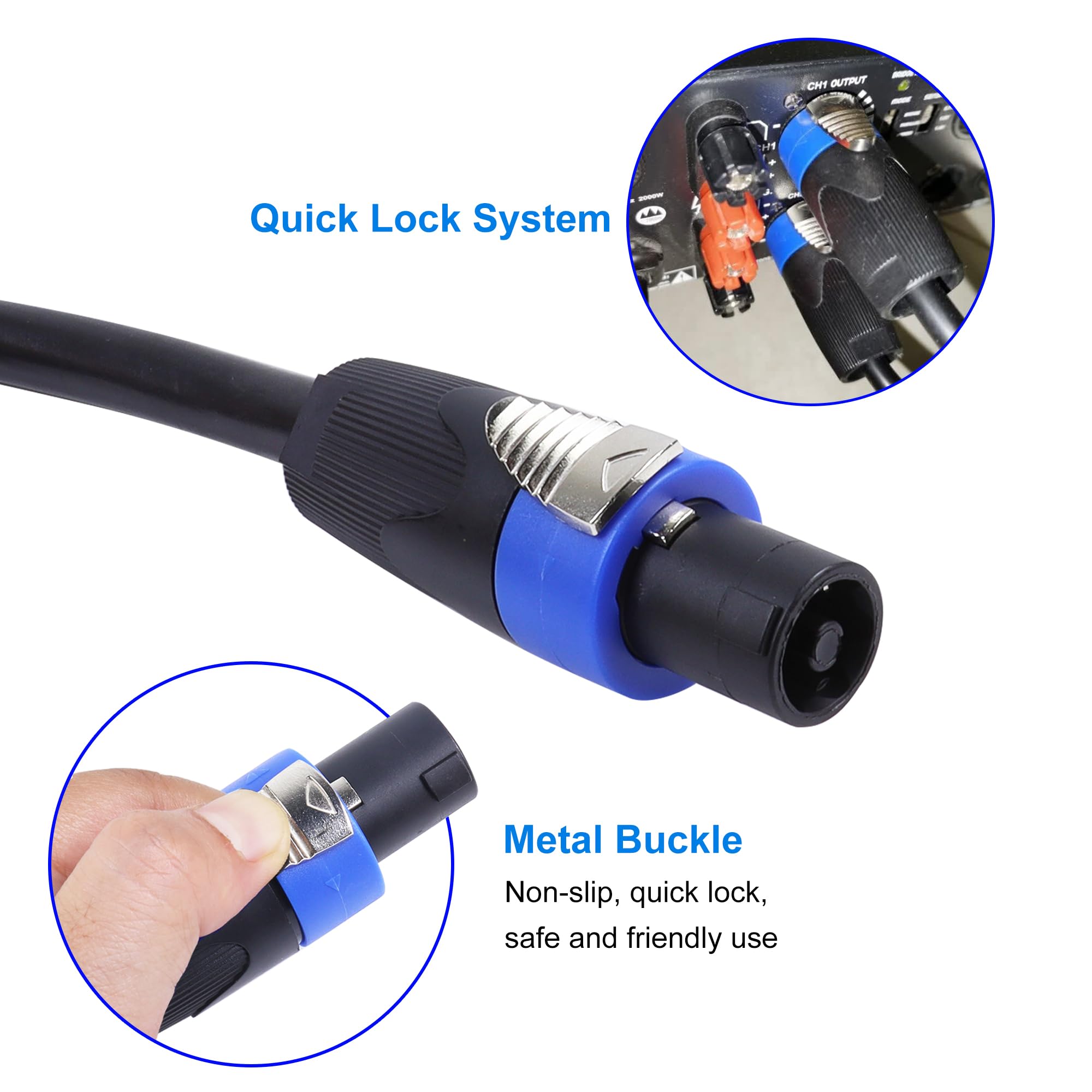 Cavo Speakon a 4 conduttori a presa NL4MP, 10 m, 12 AWG, 2 pezzi