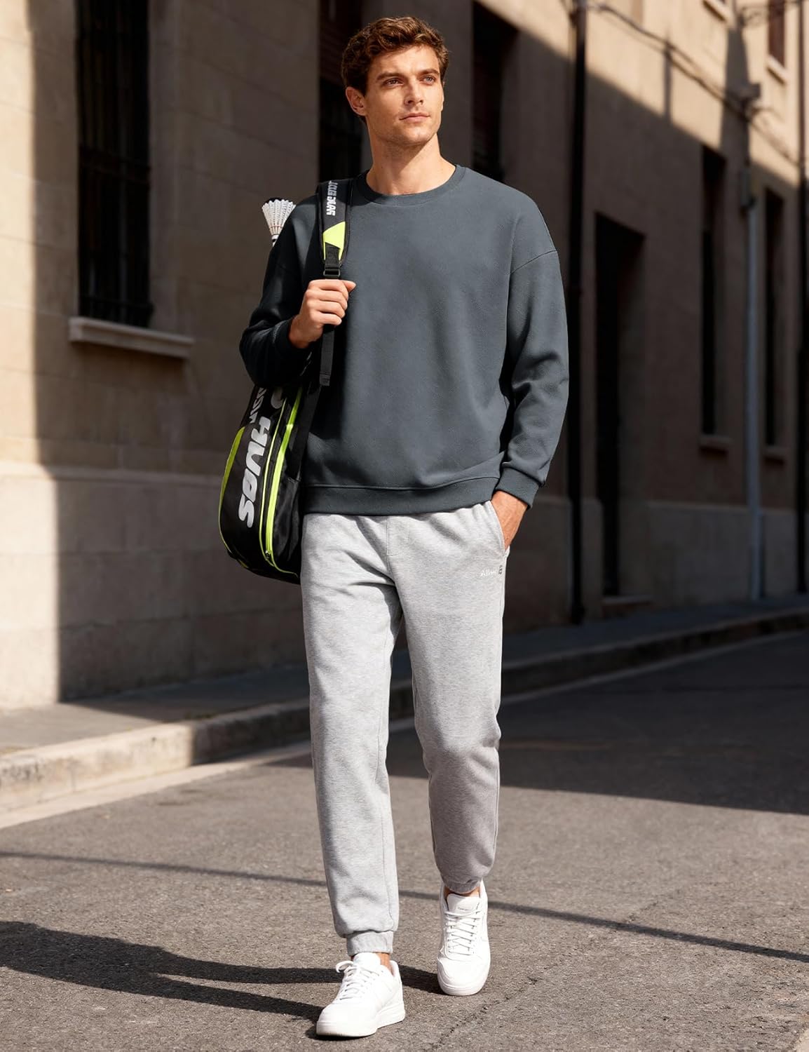 Eisctnd Men's Crewneck Sweatshirt Soild Color Casual Long Sleeve Pineapple Texture Fashion Pullover Shirt - Image 5