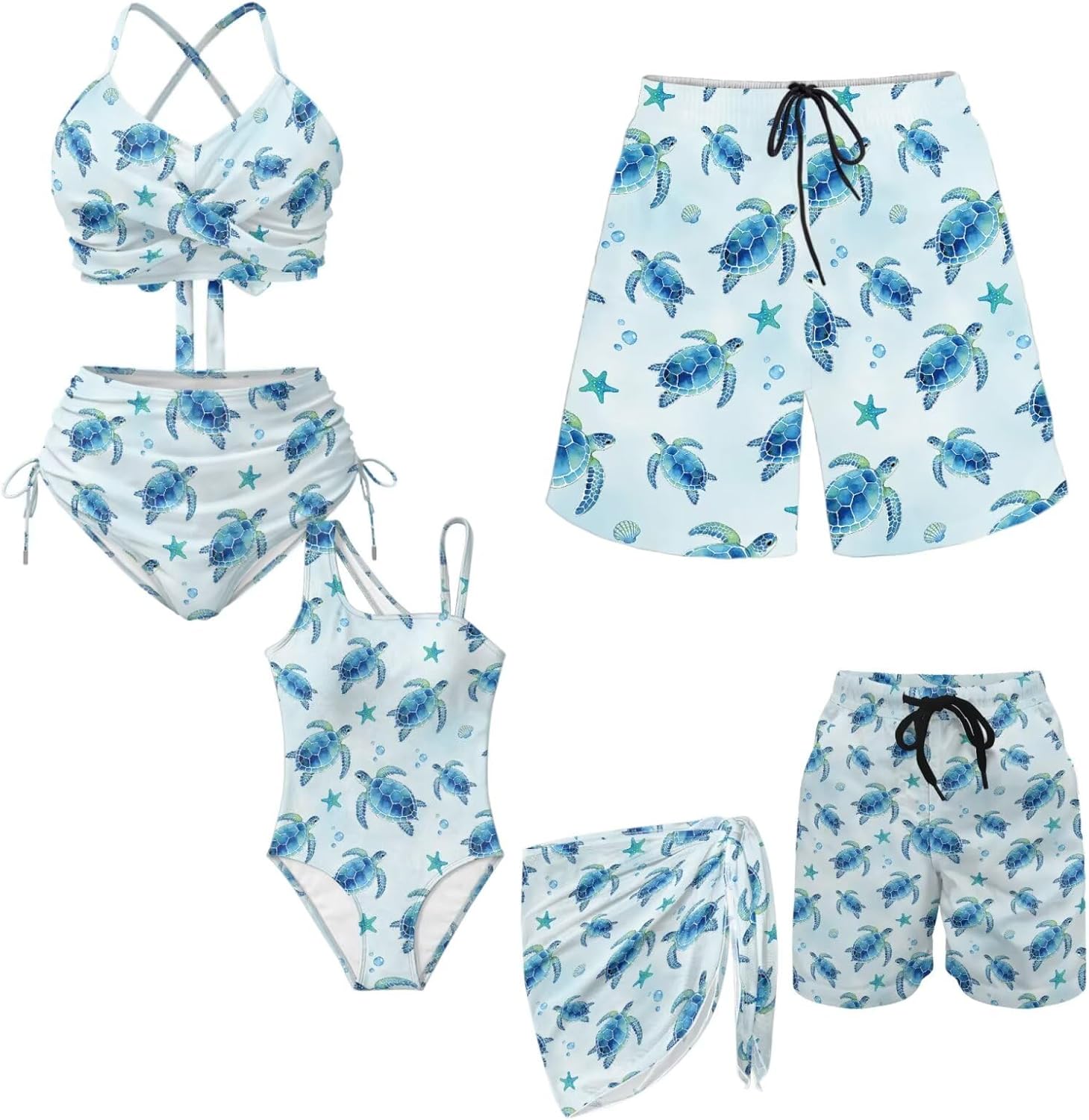 Tropical Prints Matching Bathing Suits for Family Mother Daughter Swimsuits Sets Father Son Swim Trunks