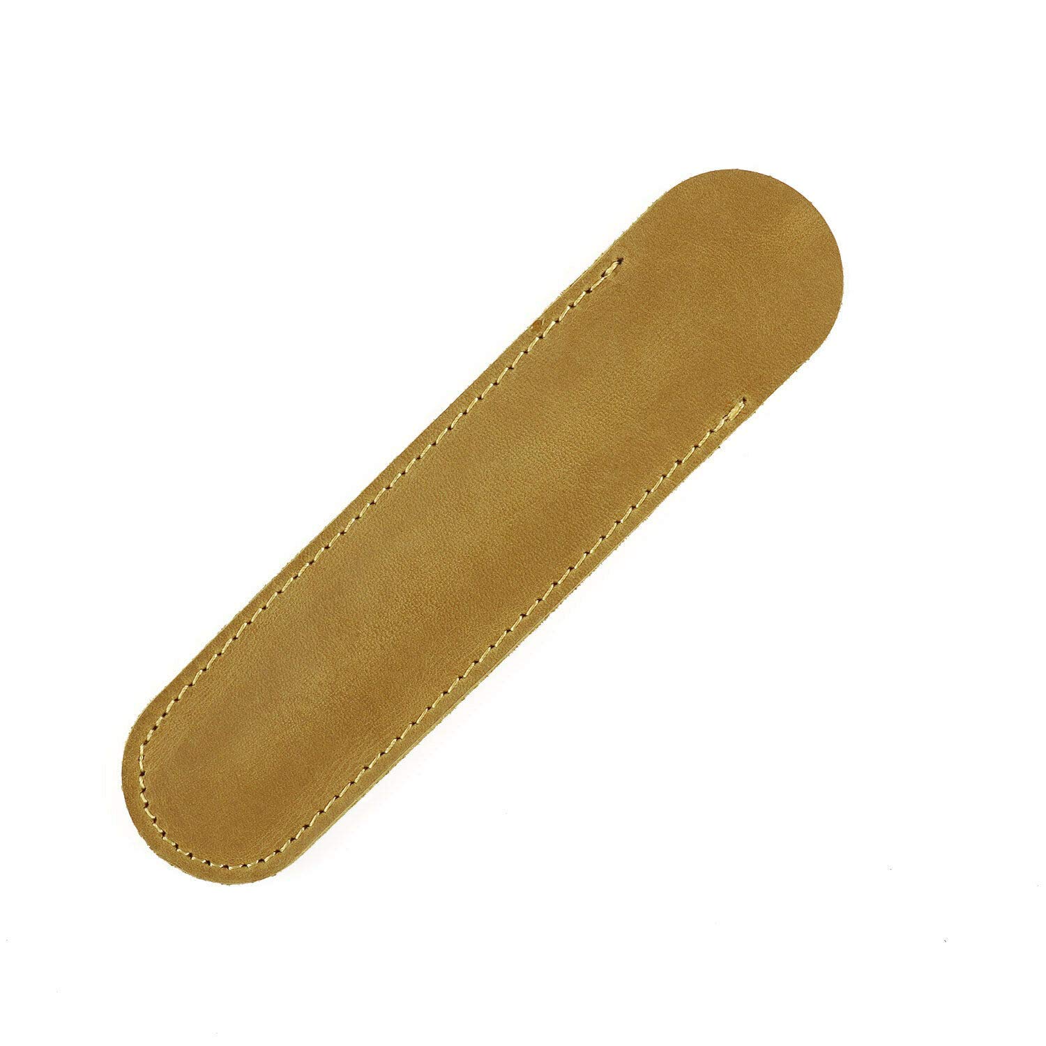 SENRISE Leather Pen Case Leather Pen Case Pouch Holder, Single Fountain Pen Pouch, Handmade Soft Pen Protective Sleeve Cover for Pens, 1 Pack (15cm x 3.5cm, Khaki)