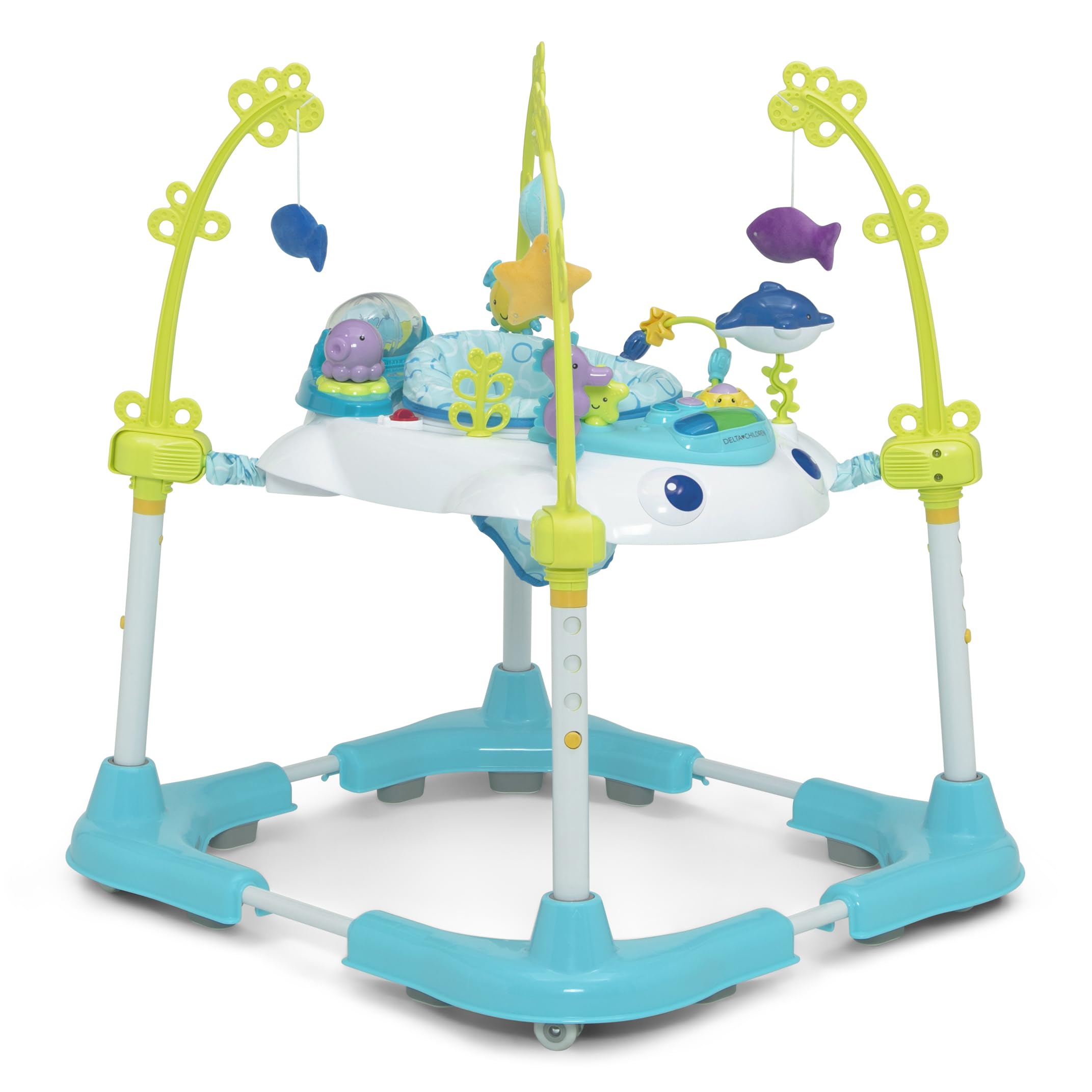 Delta Children Deluxe Bounceroo Learn2Walk Balancer Baby Walker, Blue Ocean Adventure