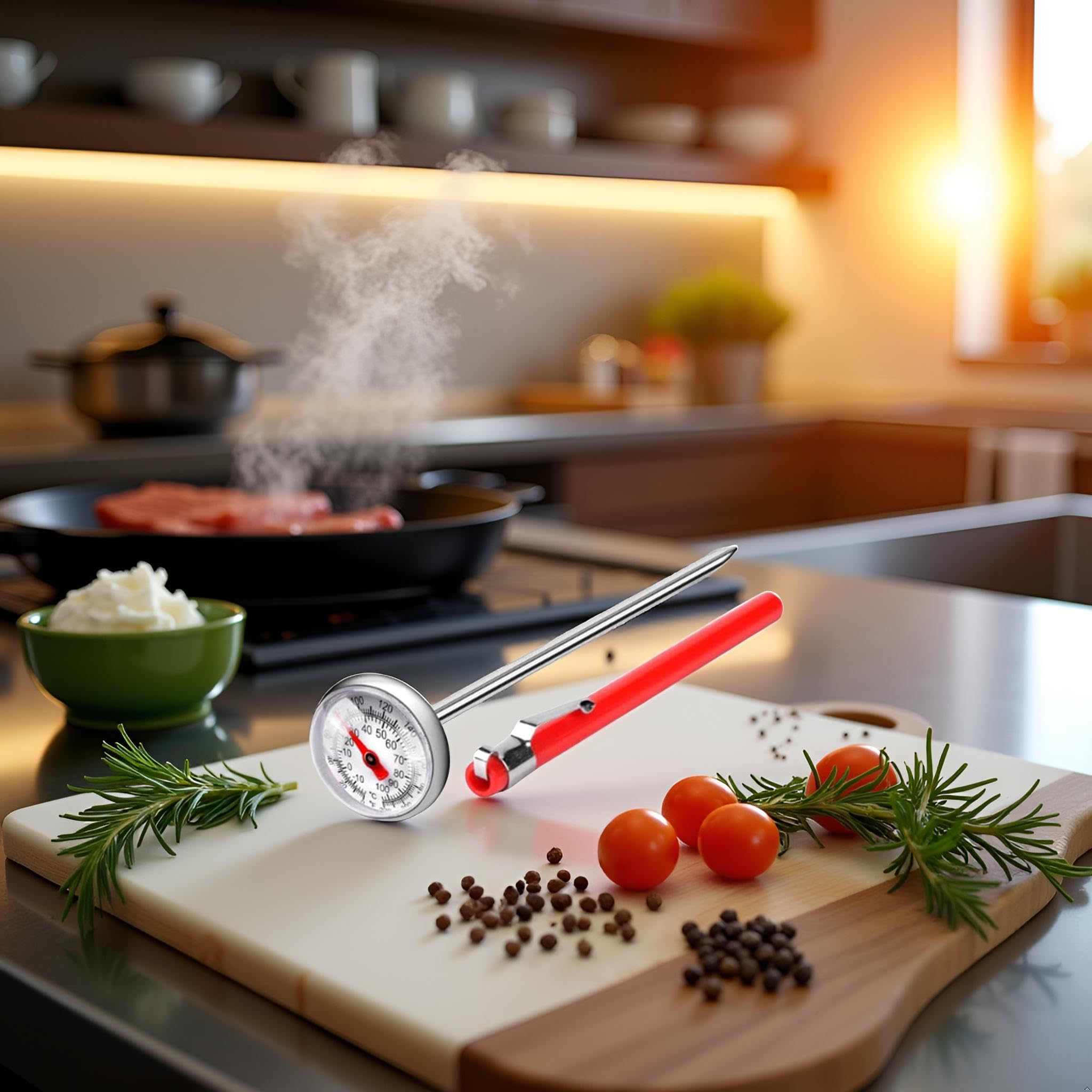 Termómetro de carne plateado para asar, termómetro de alimentos para cocinar, leche, termómetro de lectura instantánea de cocina, termómetros de bolsillo, sonda de temperatura de alimentos