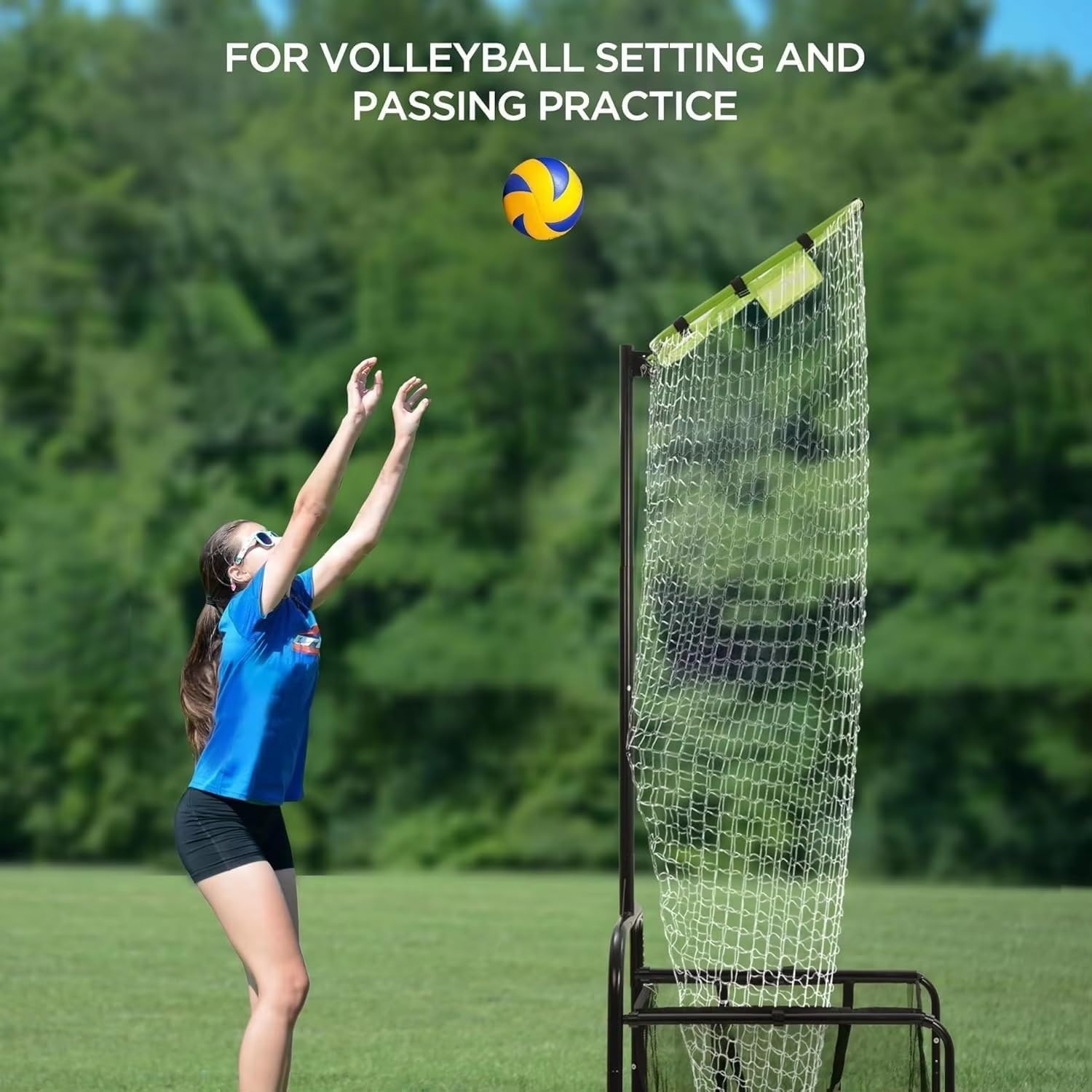 Volleyball Setter Trainingsgerät mit verstellbarer Höhe und Winkel, inklusive Rahmen und Aufbewahrungstasche für Outdoor-Übungen
