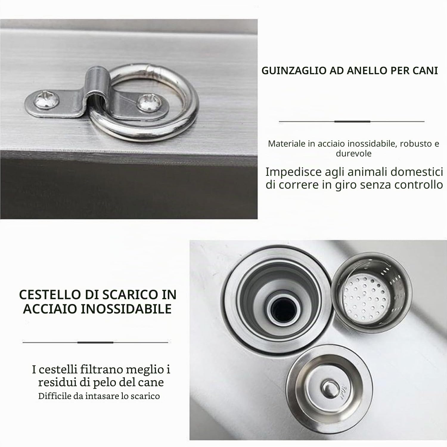 Generico lettatura del Cane in Acciaio Inossidabile Stazione di Lavaggio Professionale per Animali Domestici - Stazione di Lavaggio per Cani con Porta Sinistra Vasca (40in/100cm)