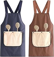 2 Pieces Chef's Apron, Restaurant BBQ Bar Apron, Adjustable Aprons with Pockets Chef for Cooking, Anti-fouling Gembiule Kitchen Men and Women (Blue, Brown)