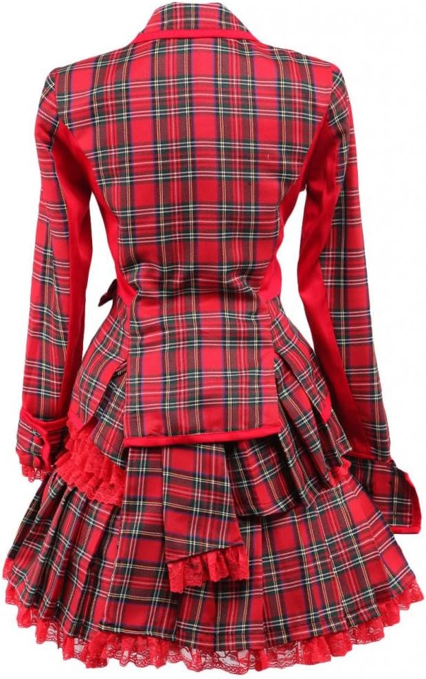 Hugme Cotton Red Gingham School Lolita Top and Skirt