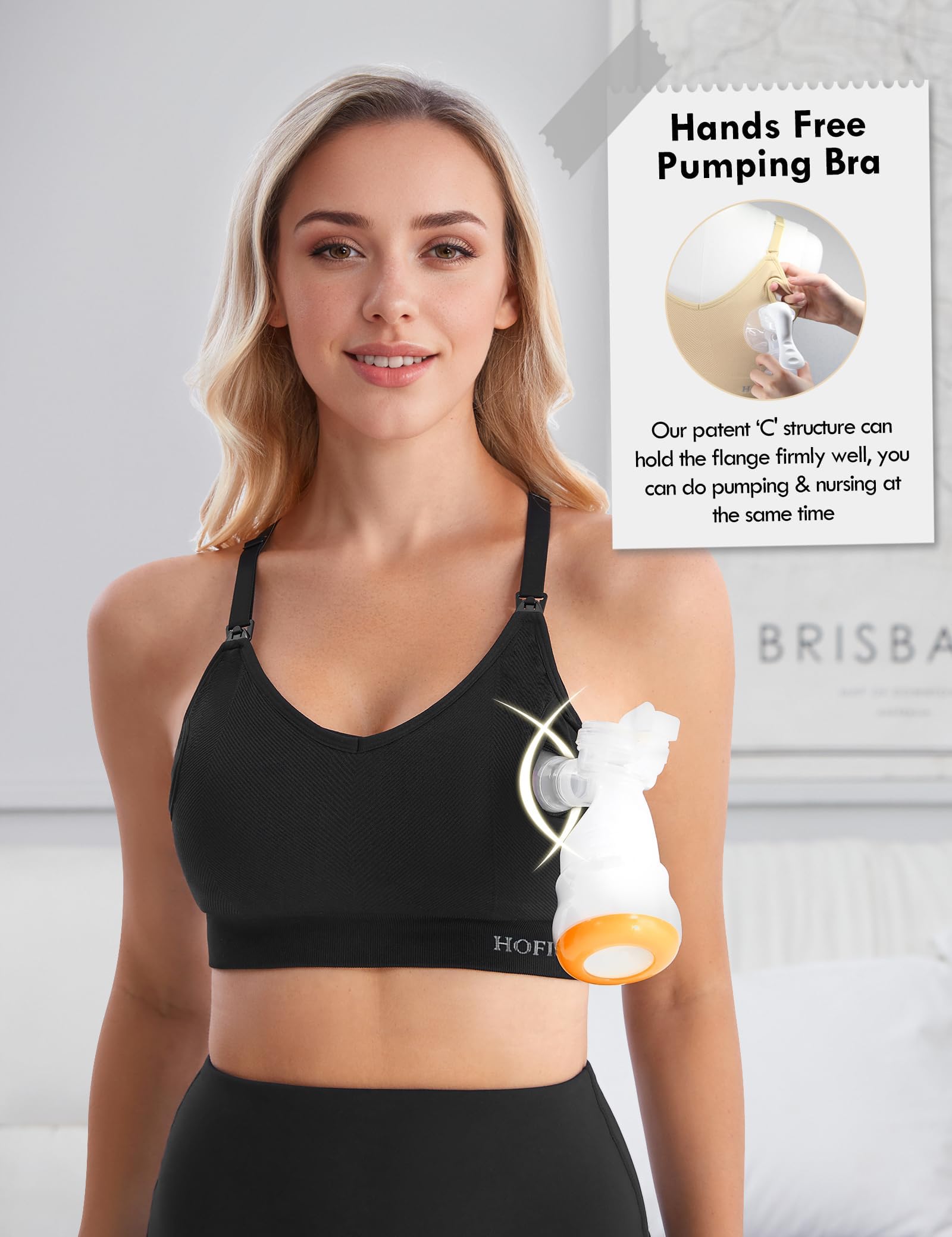 HOFISH Confezione da 3 reggiseni premaman per allattamento al seno da donna, senza cuciture, senza fili, per tutti i giorni per l'allattamento al seno e la gravidanza bralette