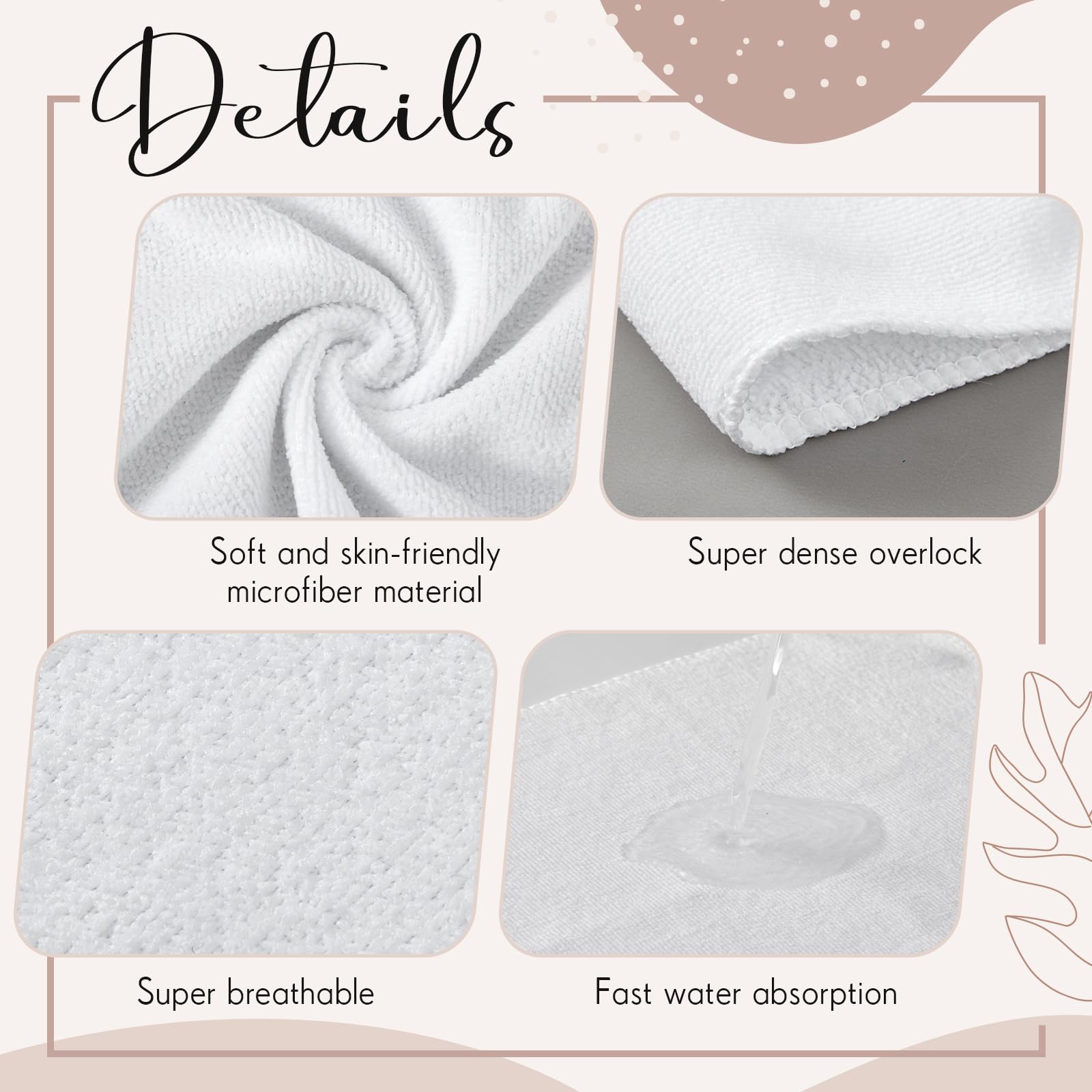 Hestya 30 Toallas de Microfibra de Secado Rápido Paños de Cara Absorbentes Suaves Pañuelos Faciales de Limpieza Reutilizables para Adultos SPA Deporte Belleza(Blanco,25 x 25 cm)