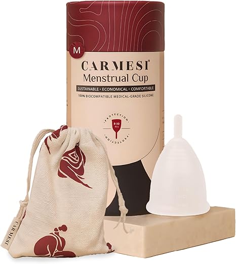 Carmesi Menstrual Cup for Women | Medium Size - With Free Pouch | Rash-Free, Itch-Free, Odour-Free | 8-10 Hours of Leaks-Free Comfort | 100%...
