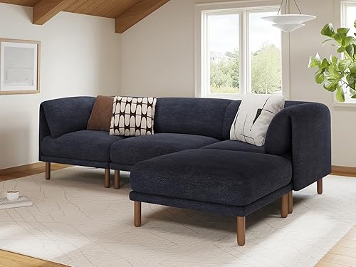 Miniatura 16 de CUGOAO Sofá modular modular, 3 asientos en forma de L, moderno sofá modular de mediados de siglo, sofá modular de asiento profundo, cómodos sofás de