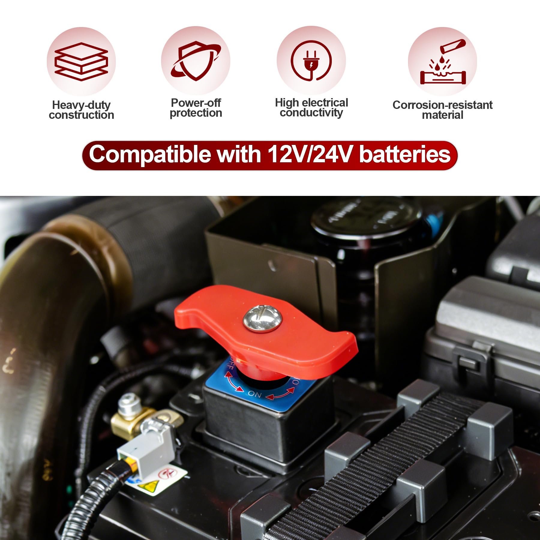 TZEKING 2PCS Interruttore di interruzione dell'alimentazione della batteria dell'auto,12 V-48 V interruttore di disconnessione regolabile in rame pur per auto, moto, barca, roulotte
