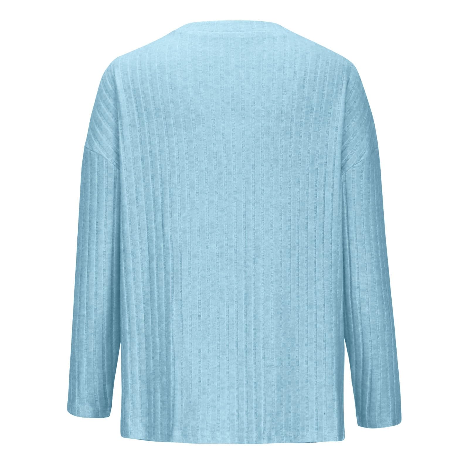 Pigiama e loungewear da donna, morbido maglia a coste, per la casa, per l'inverno, a maglia, set da due pezzi, a maniche lunghe, con scollo a V, per il tempo libero