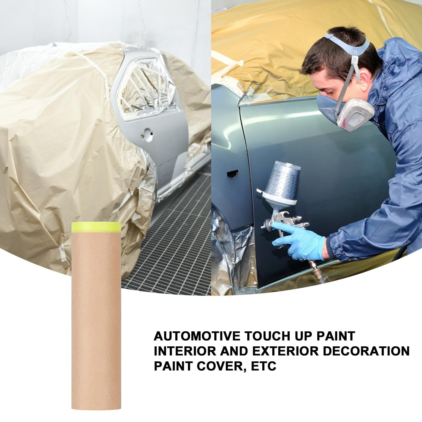 Rollo de papel de pintura automotriz - Revestimiento protector de pintura | en aerosol | Suministros de mantenimiento de automóviles para sedán, furgoneta, camión, SUV, autocaravana, cinta de