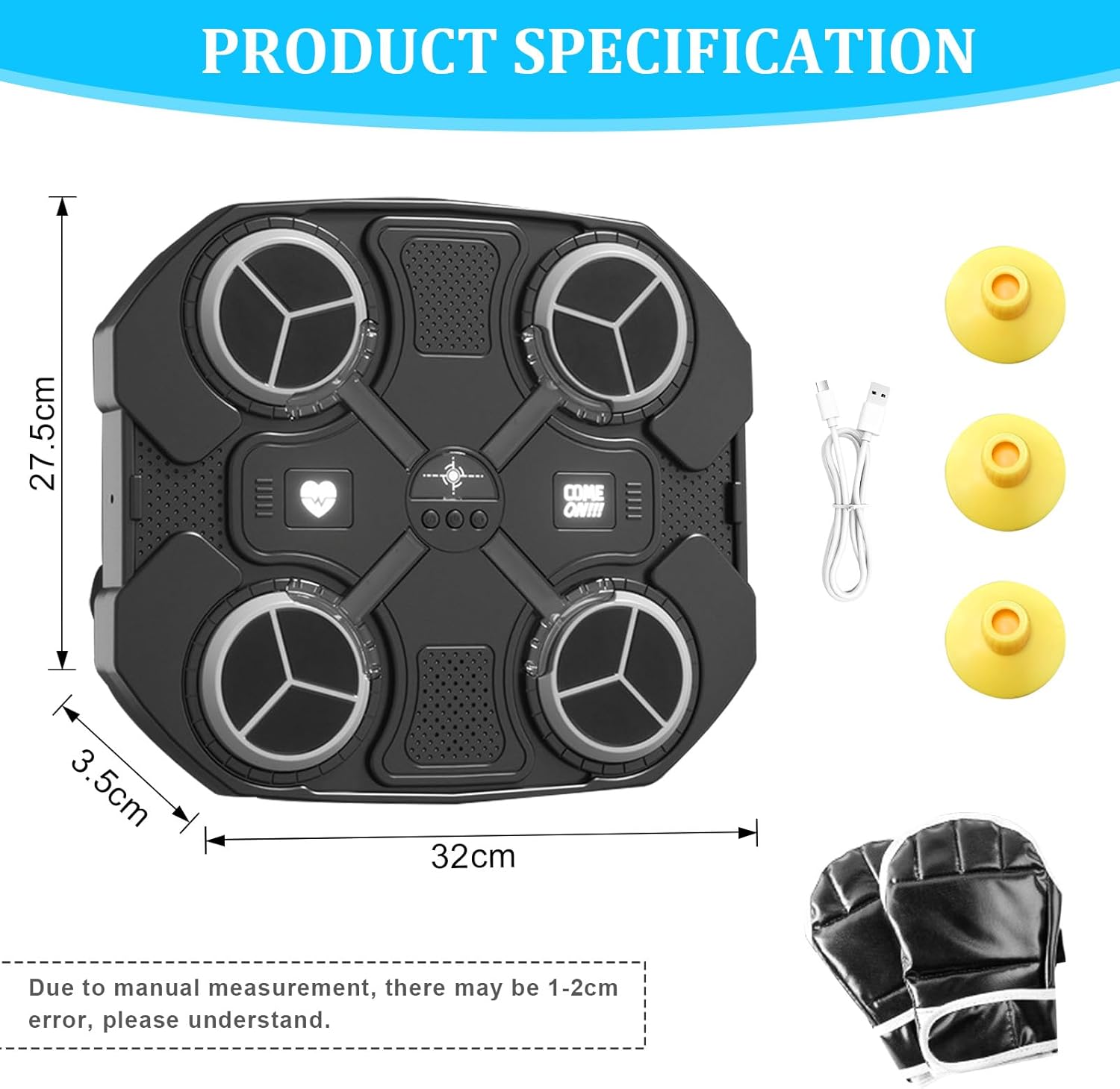 헝롱셴 뮤직 복싱 머신 LED 뮤직 복싱 머신 블루투스 스마트 벽걸이 복싱 머신 홈 운동용 복싱 글러브 감압  복싱-Freehip.co.kr