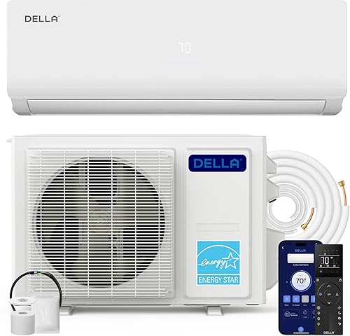 DELLA Vario Series - Aire acondicionado mini split de 9000 BTU, funciona con Alexa y Wifi, 230 V 20 SEER2, Energy Star, enfría hasta 400 pies