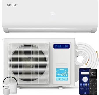 DELLA Vario Series Mini Split Air Conditioner Works with Alexa,9000 BTU,Cools up to 400 Sq.Ft,19 SEER2,Ductless Inverter System,Energy Star,Heat Pump Pre-Charged and 16.4ft Installation Kits