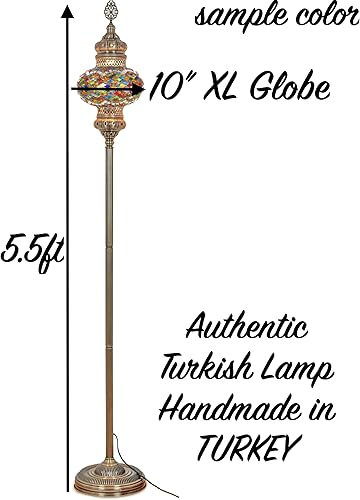 Miniatura 4 de DEMMEX Lámpara de pie de mosaico marroquí turco de 10 pulgadas de tamaño más grande, lámpara de pie oriental exótica de vidrio de mosaico colorido