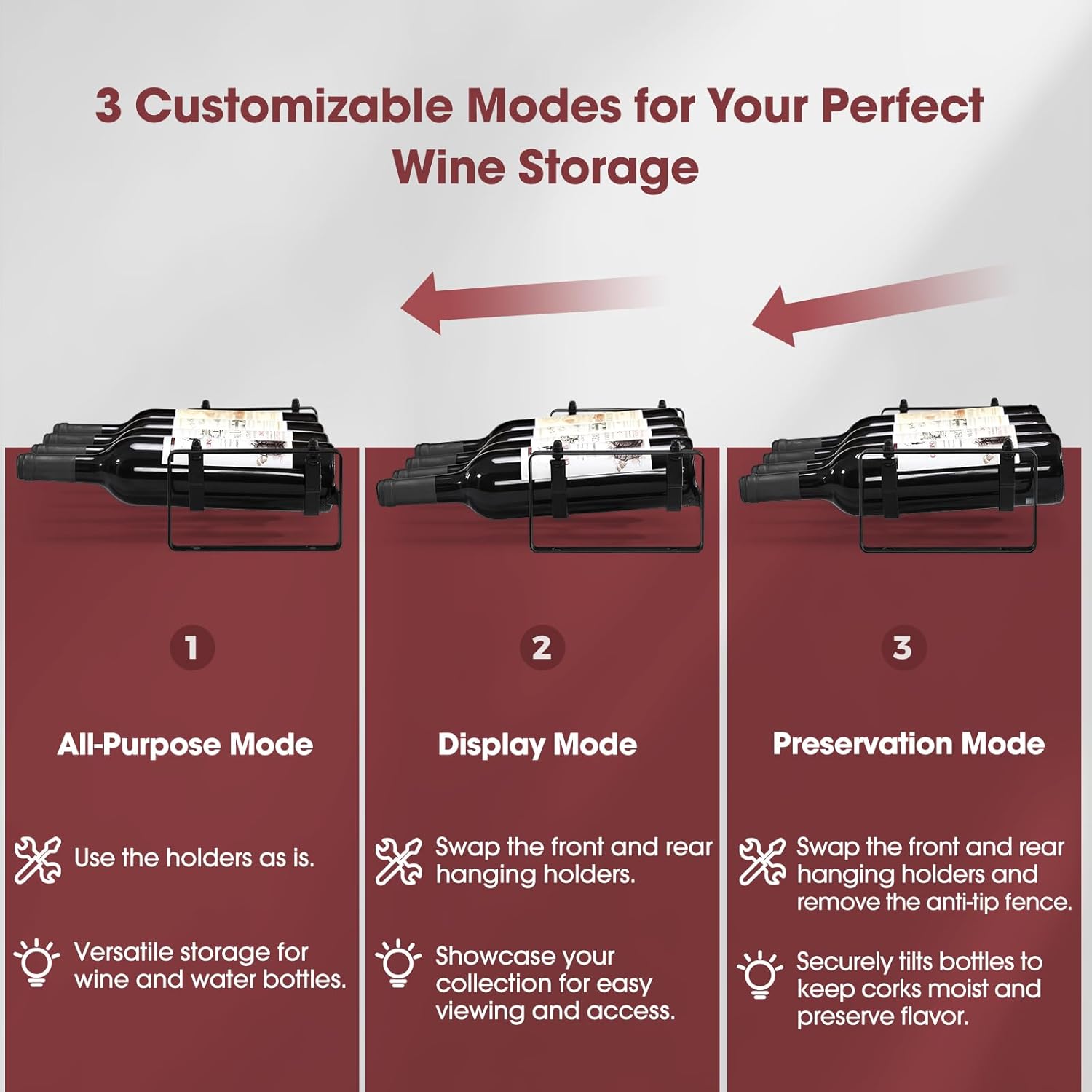 Stackable Wine Rack Countertop, 8 Bottles Wine Bottle Holder for Inside Cabinet, Small Tabletop Wine Holder Stand for Pantry Bar, 2-Tier Angle Adjustable Wine Bottle Rack for Tight Spaces - Image 4