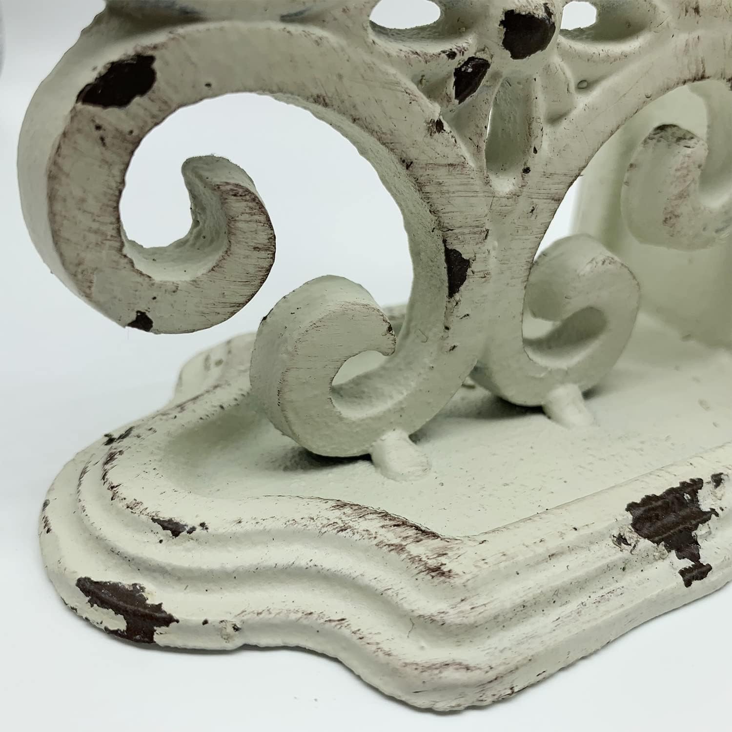 Decorative Bookends, Cast Iron Book Ends for Shelves, Set of 2 Heavy Duty Bookend Supports Book End Book Holder (Antique White)