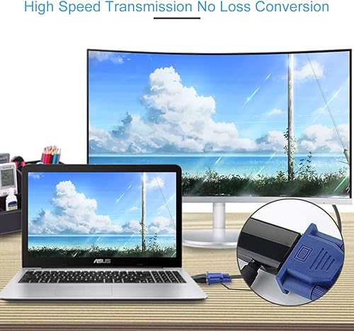 Miniatura 6 de Guamar Convertidor de adaptador HDMI a VGA con cable de audio de 0.138 in, convertidor HDMI a VGA 4K macho a hembra, conector chapado en oro para