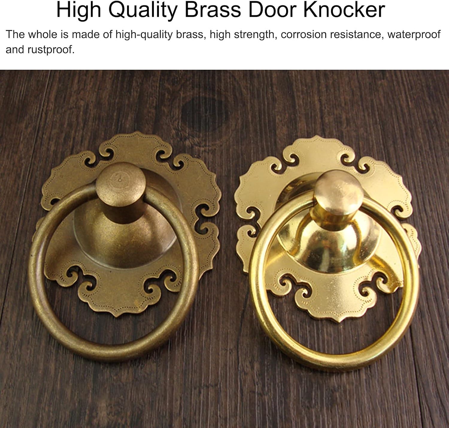 Door Knocker Wall Decor for Front Door Decoration Bronze Flower-Type Drawer Cabinets Gate Pull Handle - Classical Vintage Brass Door Knocker for Front Door, Wood Doors & Furniture ( Size : Diameter 11