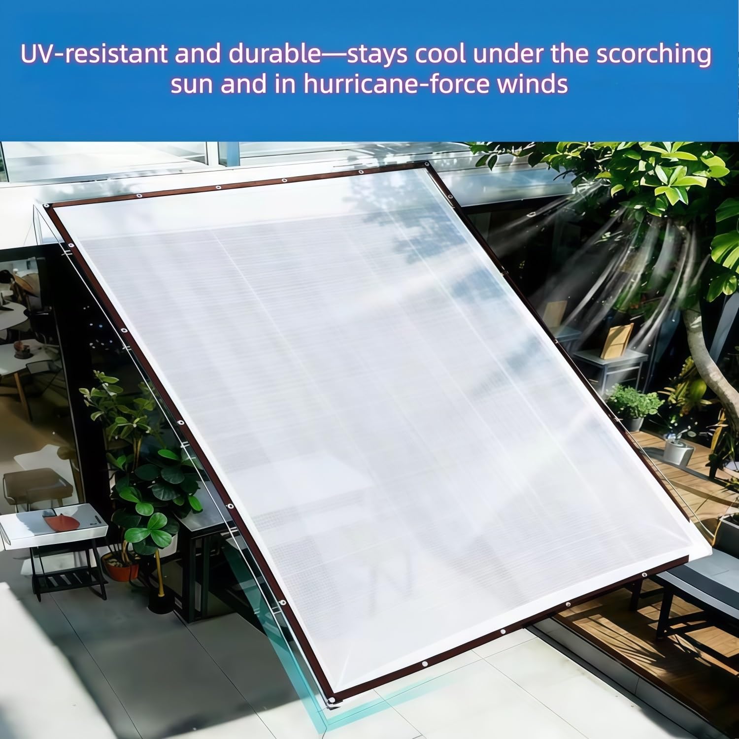 Outdoor Weiß Schattiernetz Schattierungsnetz Garten Schattennetz Mit Ösen HDPE 98% UV Beständiges Beschattungsnetz Ohne Bohren für Pflanze Scheune Außen Hof Dach Kühlung(3mx5m)
