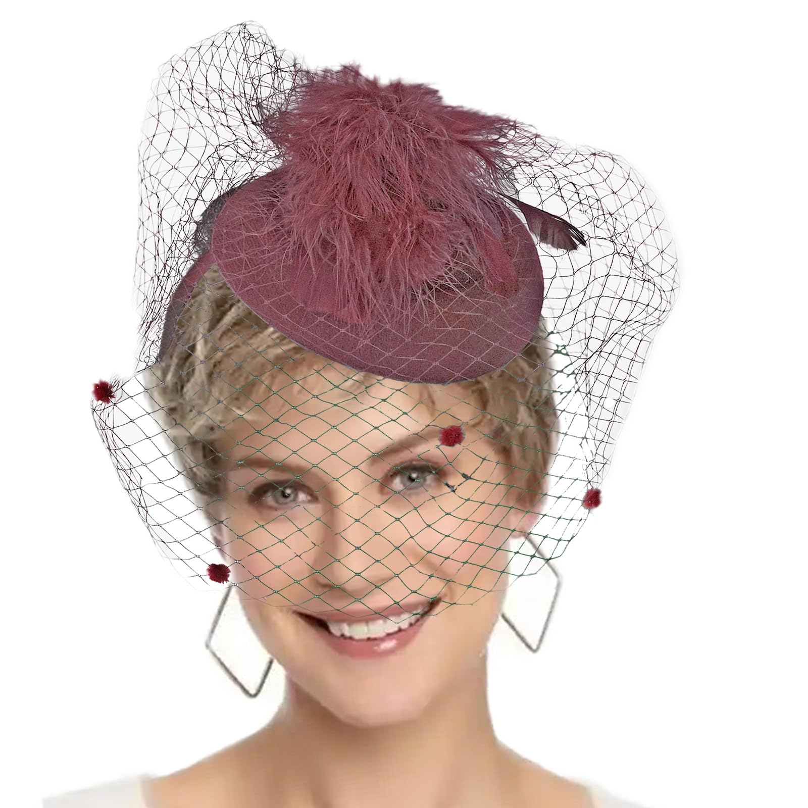 Fascinators Hat Women Tea Party Headband Pillbox Veil  display picture 1
