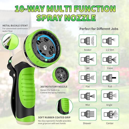 Miniatura 2 de Manguera de agua de 50 pies, ligera, a prueba de pinchazos y óxido, resistente de acero inoxidable de 50 pies, manguera de jardín para patio,