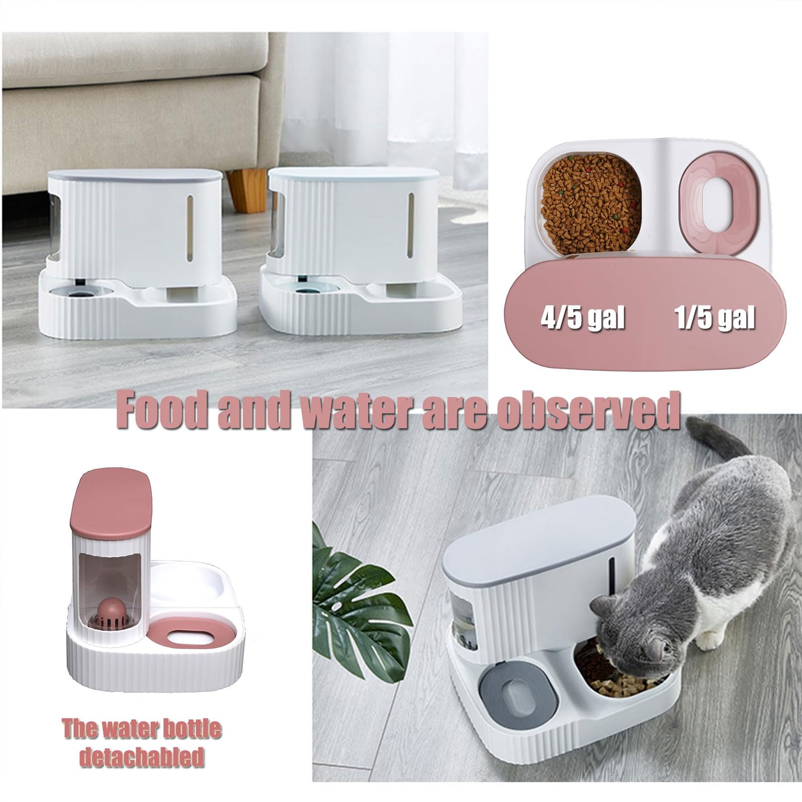 Comedero automático for Perros y Gatos, Juego de alimentación Agua Comida for Mascotas Interior, Color Verde