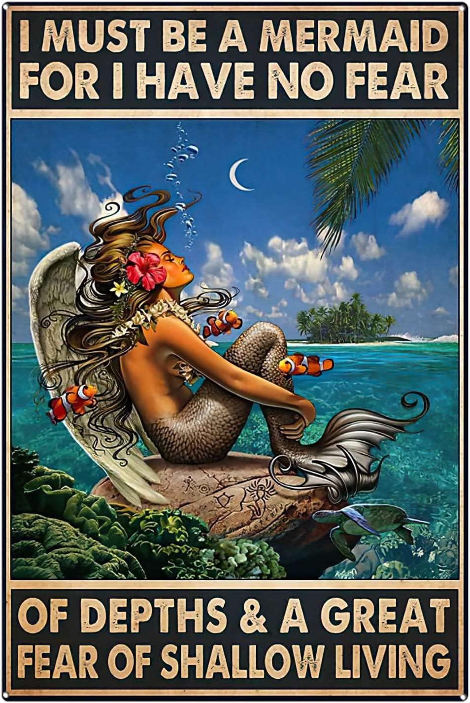 Kisoyo Funny Metal Tin Signs Must Be A Mermaid Sign, Mermaid Wall Art, Mermaid Sign, Mermaid Lovers Sign, Under The Sea Theme, Mermaid Art Tin Signs For Bathroom 8X12inch