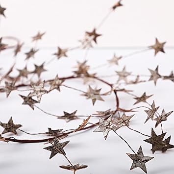 5ft Christmas Star Garland with Light, Rusty Wood Star Garland