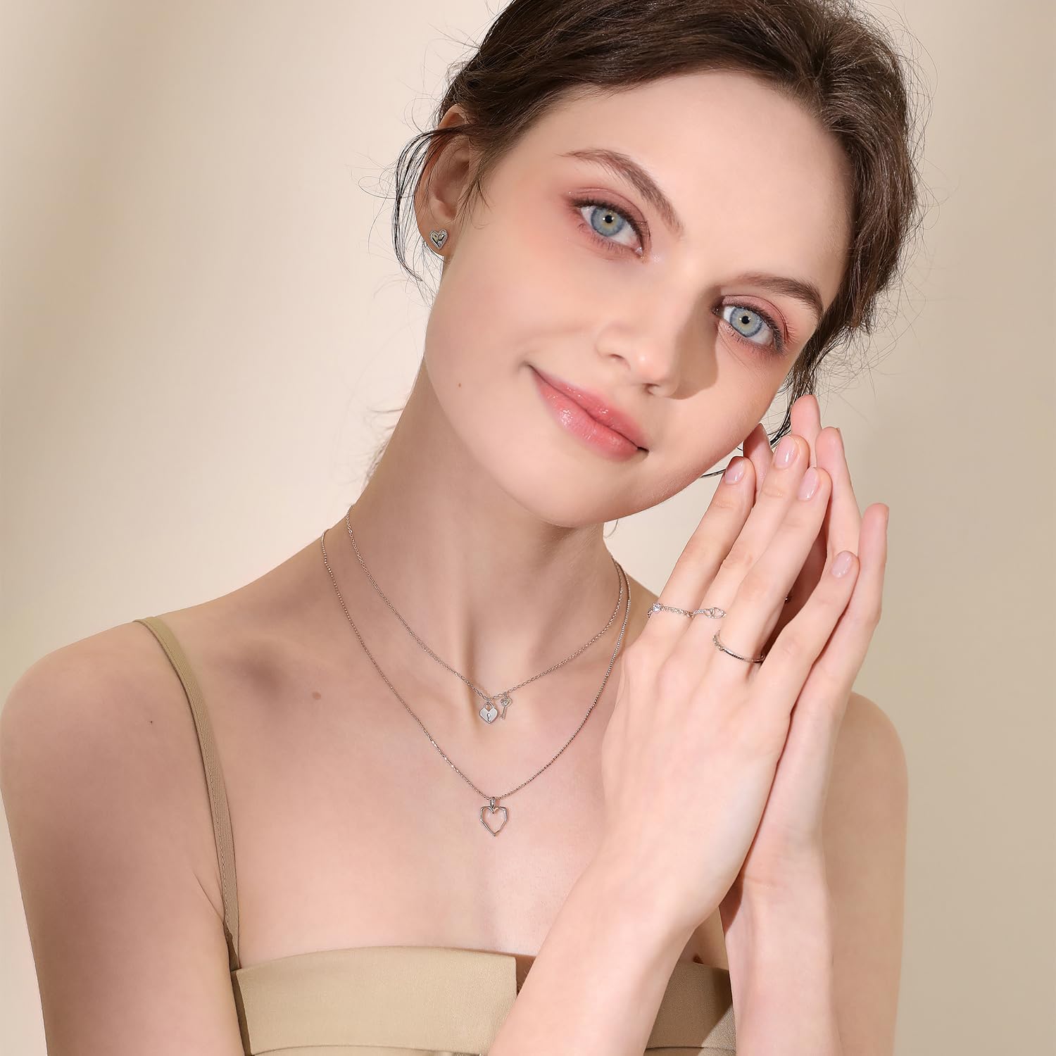 Meissa Key Lock Pendant Necklace for Women Girls Gold Heart Charm Necklace Heart Padlock Necklace Padlock Collar Choker Silver Heart Pendant Necklace Mother's Day Jewelry Gift