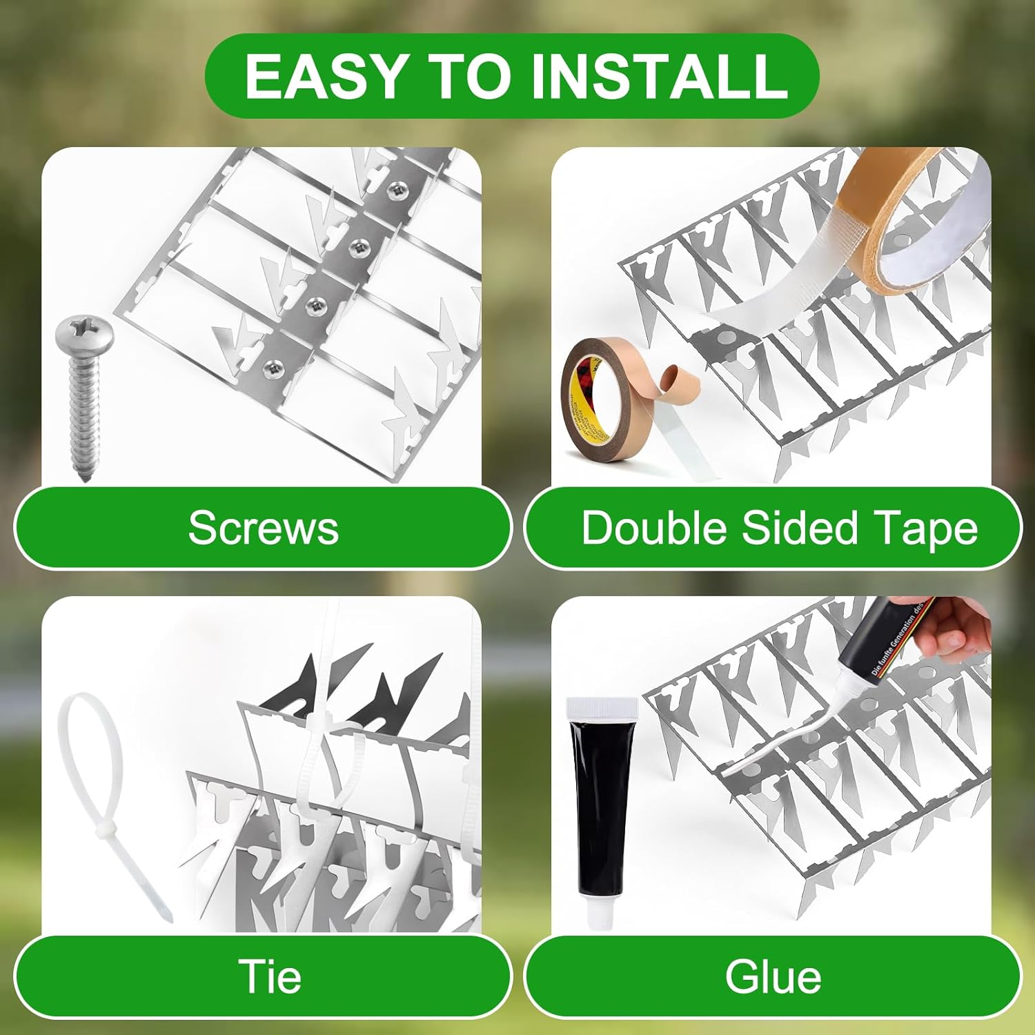 40 Pack Stainless Steel Squirrel Spikes for Bird Feeder, 40 FT Squirrel Spikes for Bird Feeder Pole, Keep Squirrels, Raccoon Away, for Wall Fence Garden Roof Yard, Easy to Install