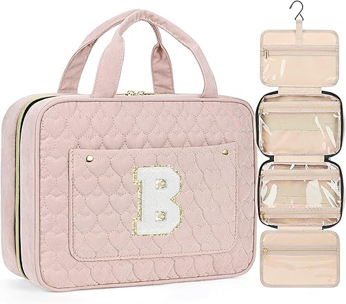 Neceser de viaje para mujer, bolsa de maquillaje rosa personalizada, resistente al agua, organizador portátil para accesorios, juego de cepillos,