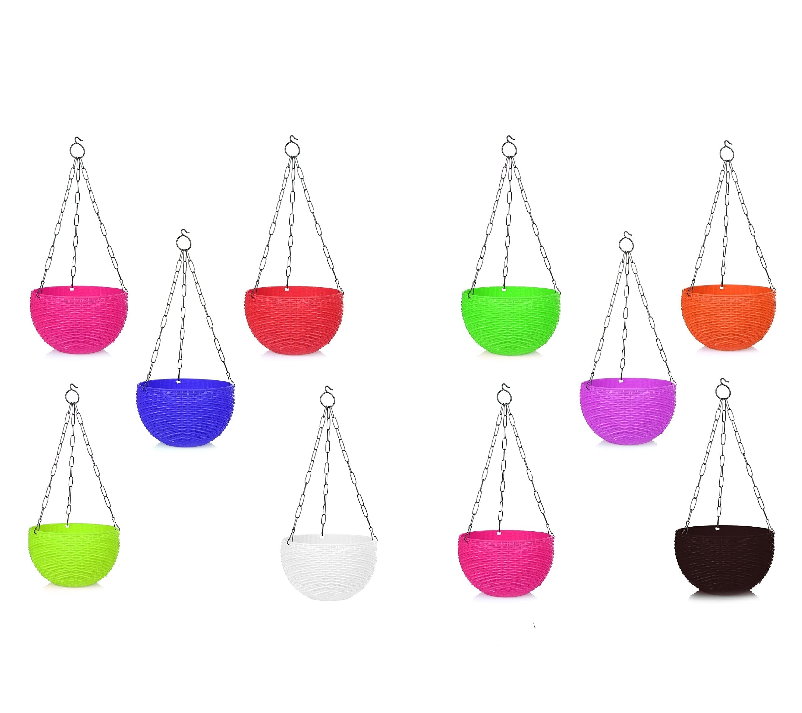 La Monarca Decorative Euro Hanging Flower Pots Plant Container for Balcony Indoor & Outdoor (Pack of 10, Multicolor) (B0BVR6BQ81) Amazon Price History, Amazon Price Tracker