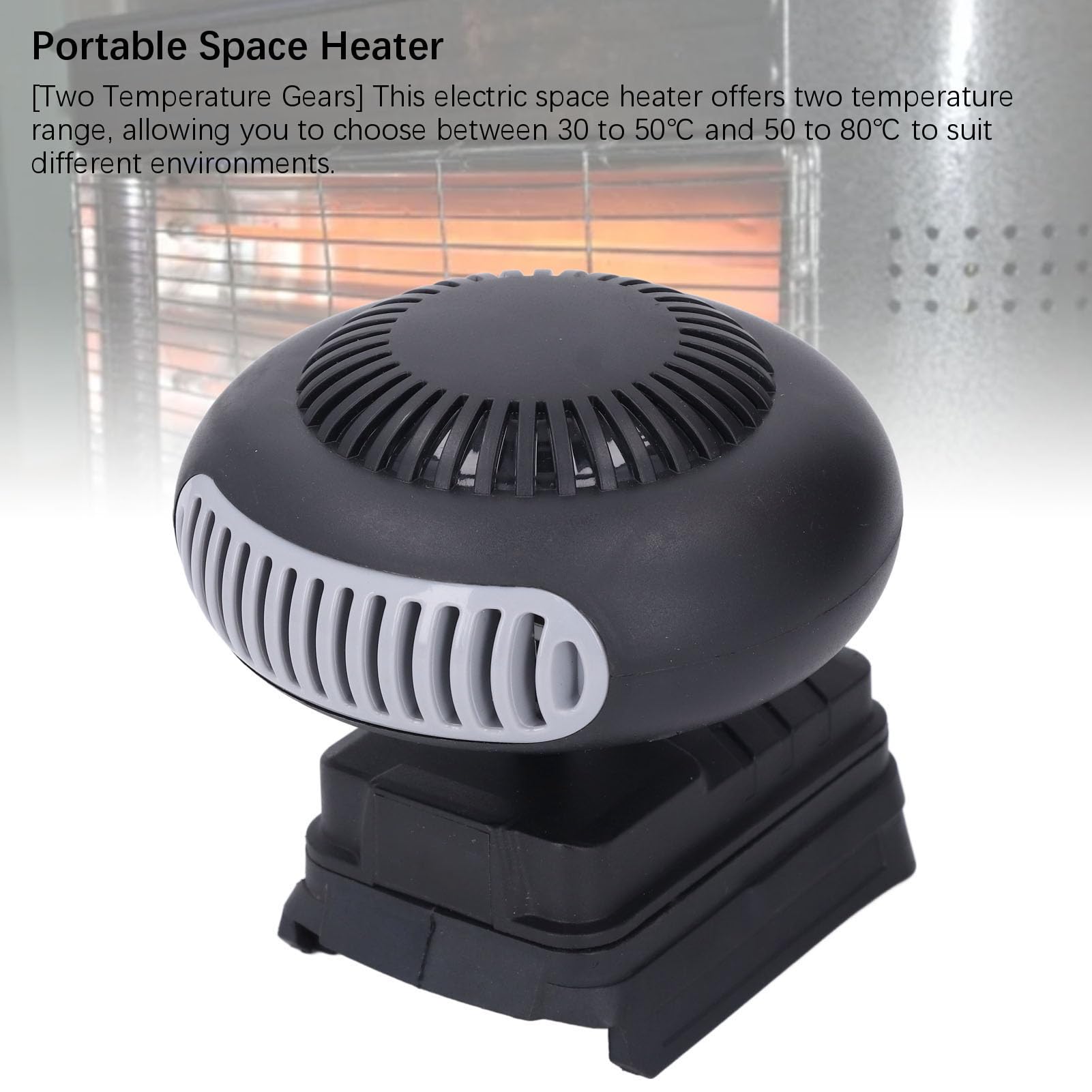 FTVOGUE Calentador de Espacio Portátil Inalámbrico de 170 W con Batería con Salidas USB Duales, Calefacción Ajustable de 360° para Talleres y Fábricas, Compatible con Baterías de Iones de Litio de