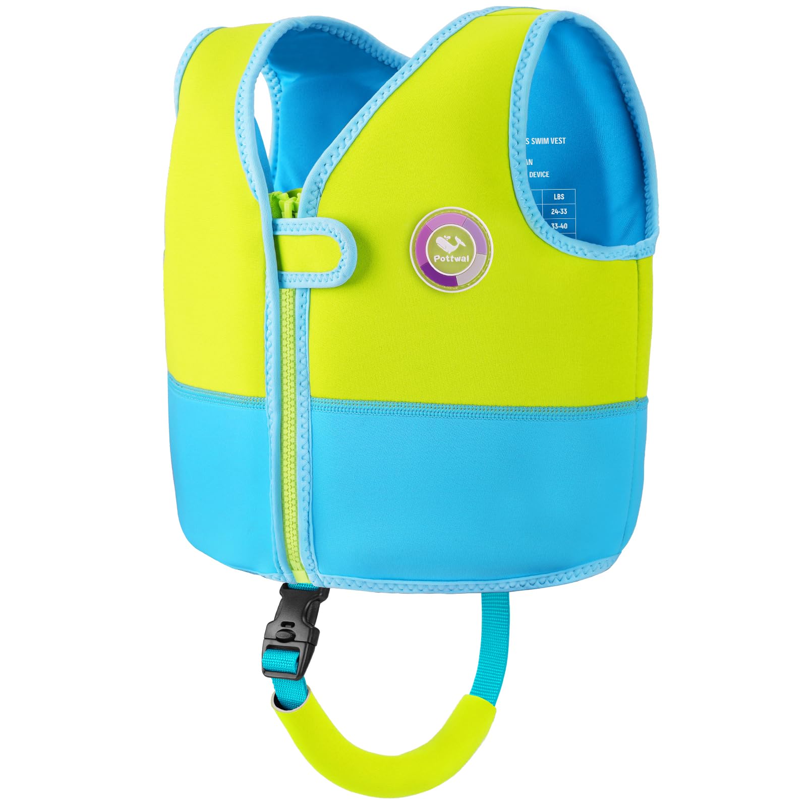 Pottwal Swim Vest for Kids - Swim Jacket for 1-2 Years (24-33LBS) - Buoyancy Aid Made of Neoprene & EPE - with Adjustable Crotch Strap