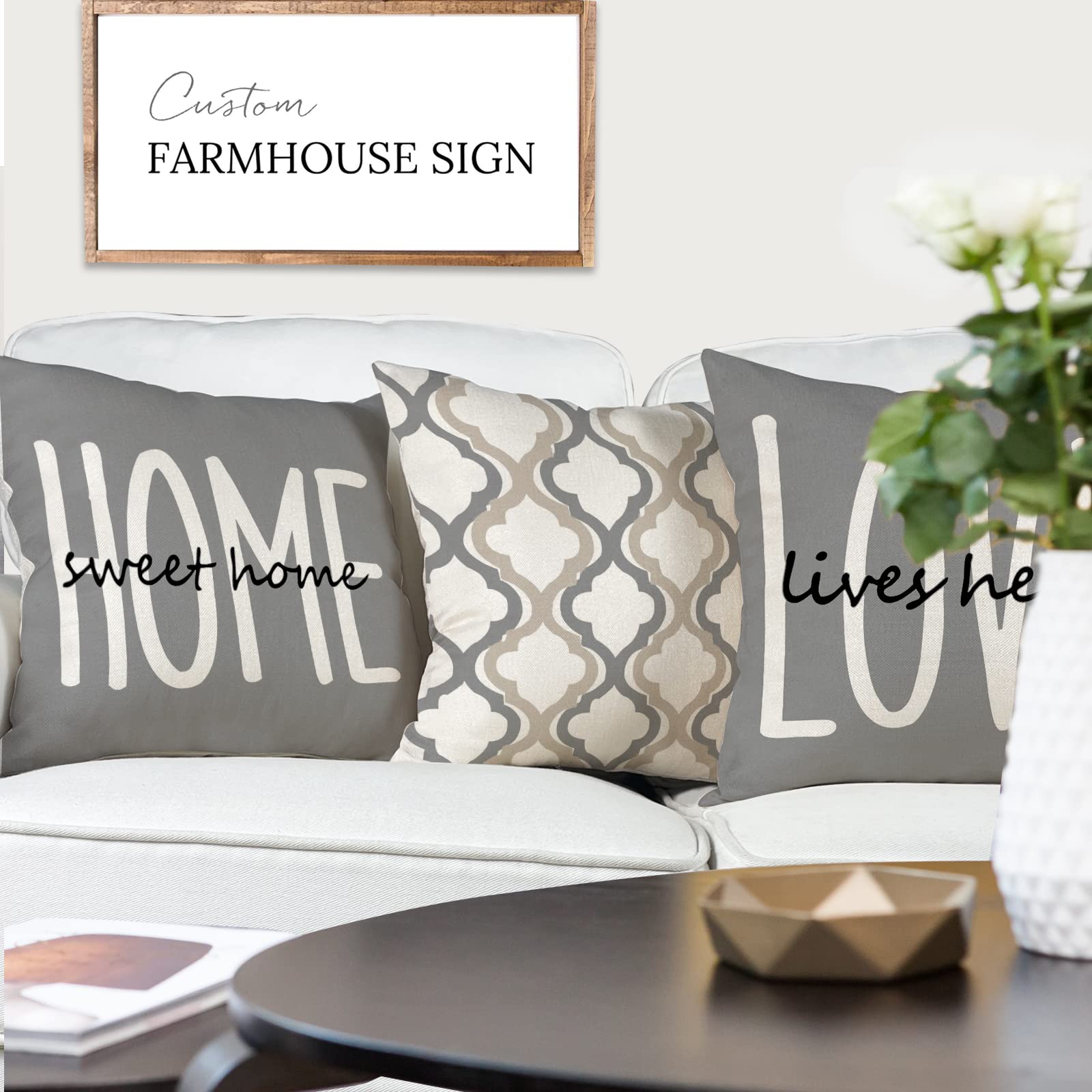 YCOLL Federe Cuscini Divano 40 x 40 Set di 4 Cuscini per Divano in Lino Cuscini da esterno Cuscini Decorativi Motivo Geometrico Cuscini Divano Soggiorno da Letto Copricuscino 40 x 40 Grigio chiaro