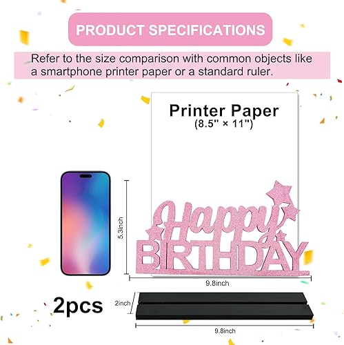 Vista 20 de TONIFUL Decoración de mesa de feliz cumpleaños en negro y dorado, centros de mesa para mesa, suministros de fiesta de cumpleaños, decoraciones