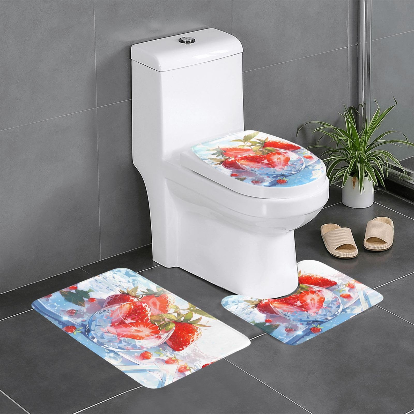 Tapis de bain flanelle Reine des Neiges tapis de sol antidérapant et absorbant WC 3 pièces