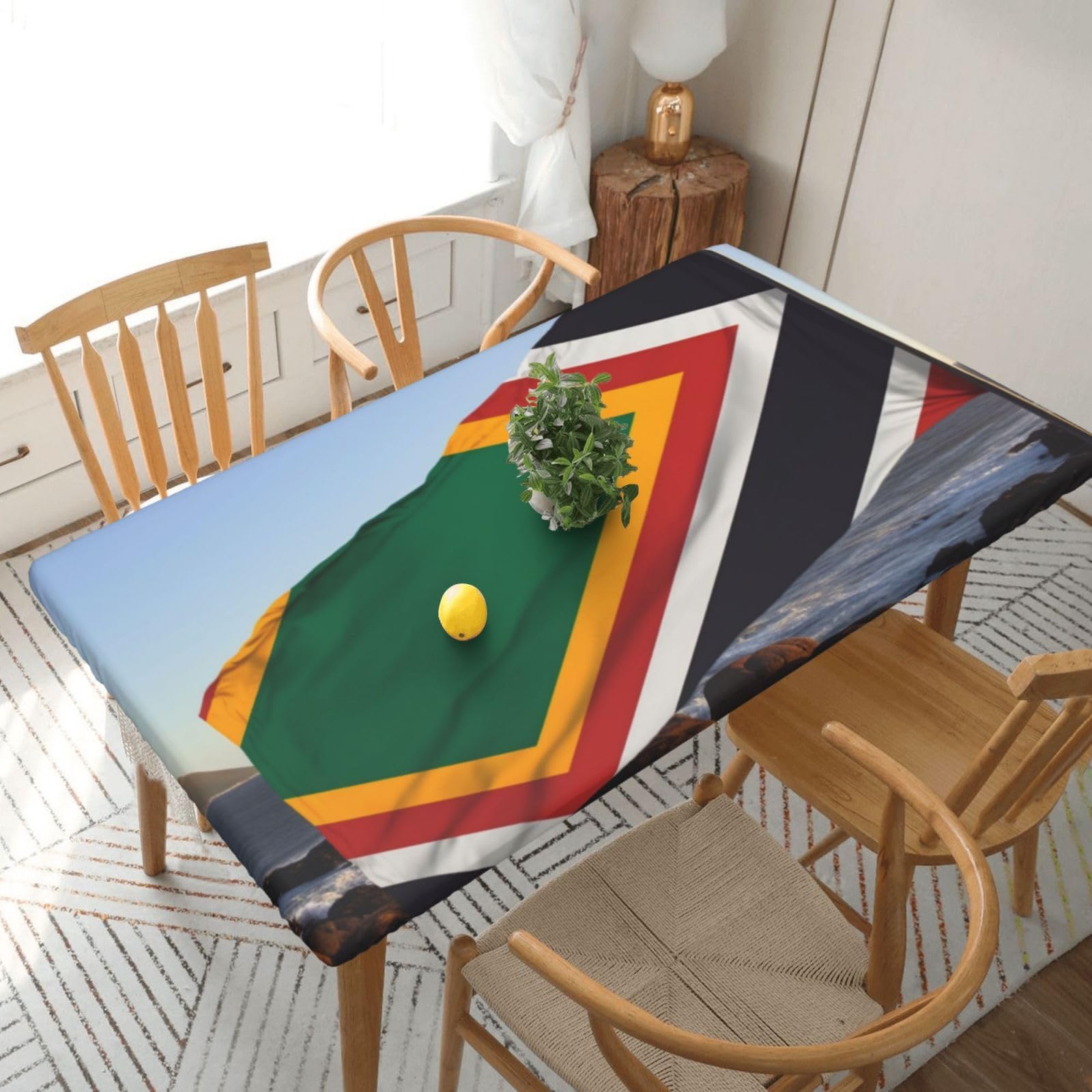 WPKJU South Africa Flag Printed Tablecloths 5ft Rectangular Table Covers Washable Polyester Decorative Table Cloth for Dining Table Picnic Wedding
