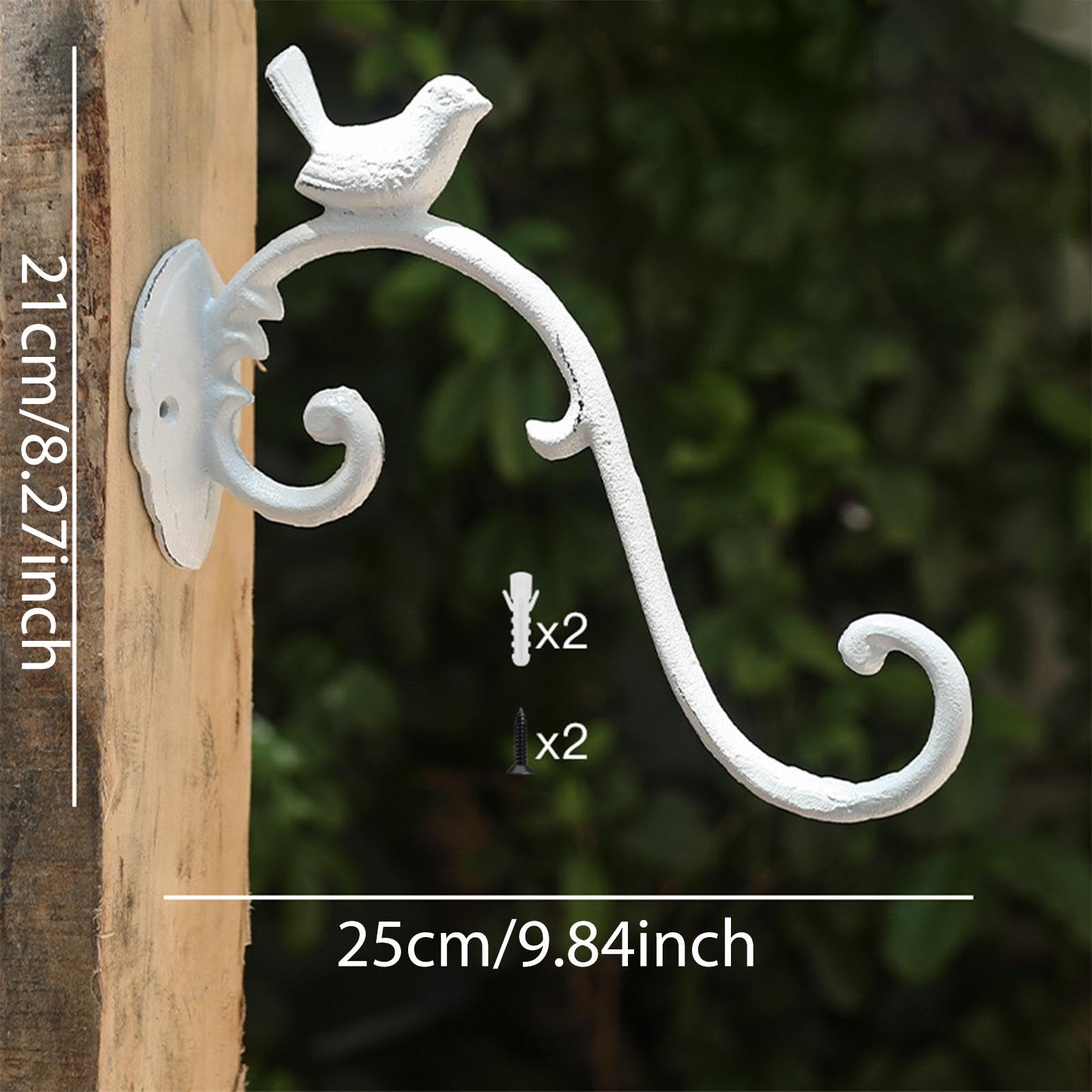 Gancio Sospeso per Vasi di Fiori, Mangiatoia per Uccelli, Supporto Da Parete, Gancio per Piante Da Balcone, Bianco