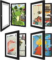 HEPFLANZE 4 Pack 8.5x11 Kids Artwork Frames - Changeable Front Opening Black Displays for Children's Art Projects