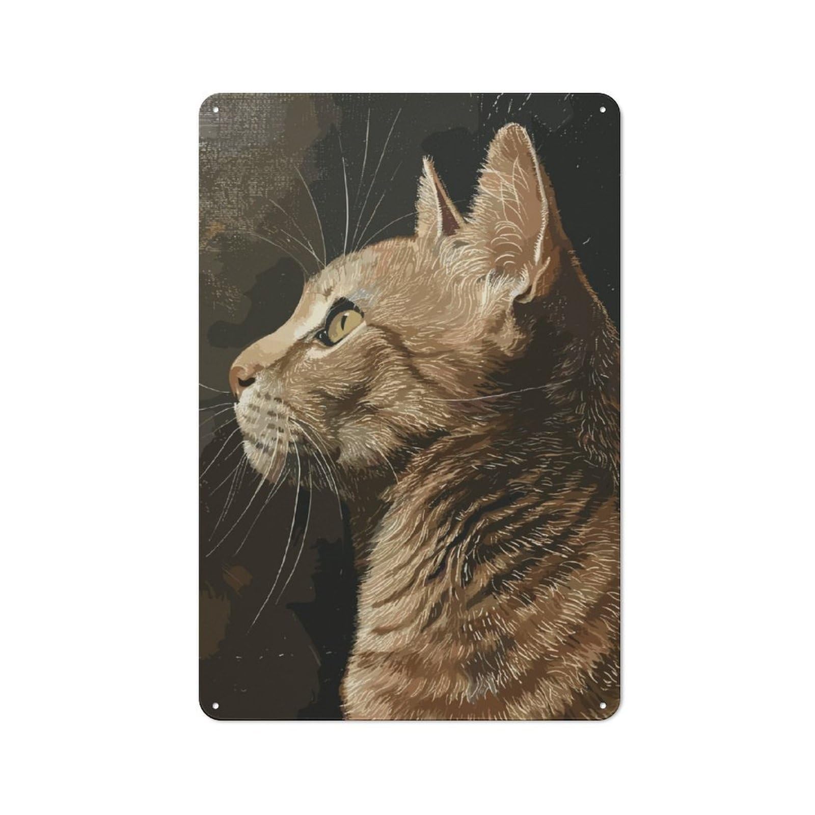 Junmoney Cat Portrait Metal Plaque 30X20cm With For Pub Or Café, Rustic Decor, For Pub Decor Enthusiasts